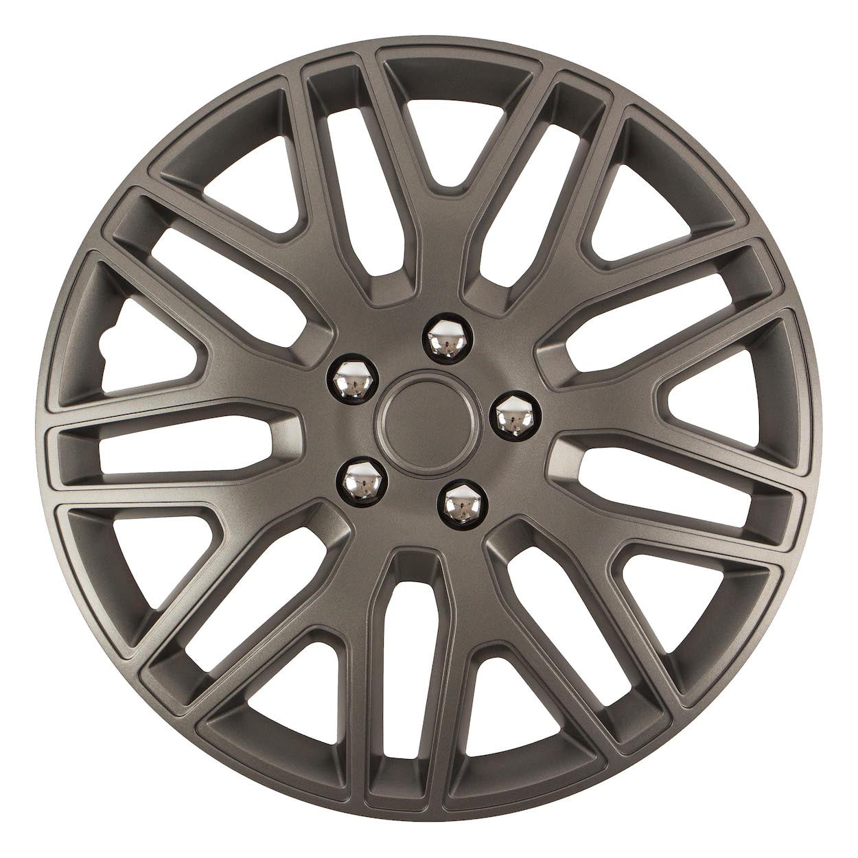 Wieldoppen set | GRAPHITE met chrome moeren | 16 17 INCH