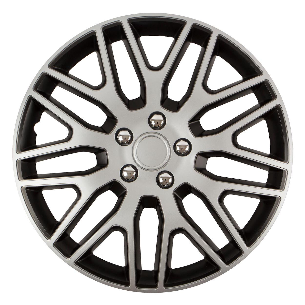 Wieldoppen set | Zilver&Zwart met chrome moeren | 14 16 17 INCH